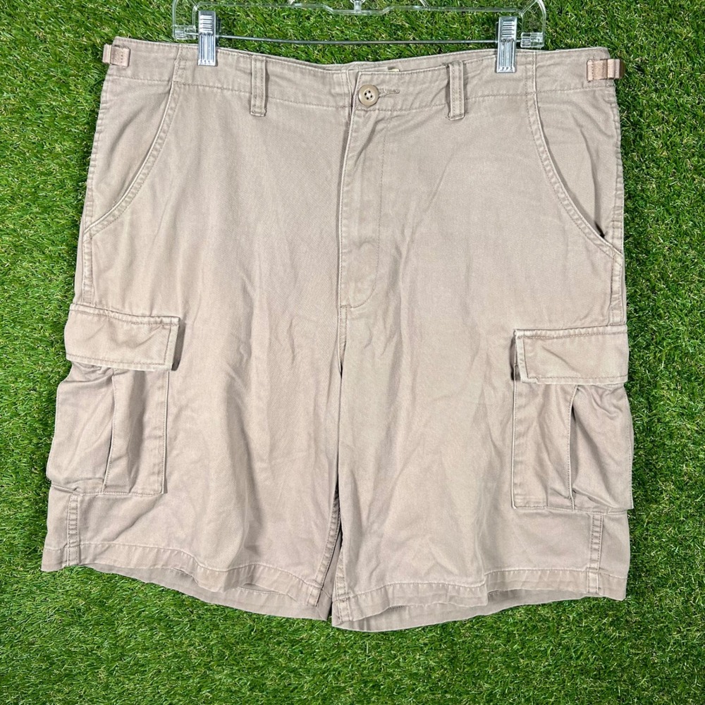 Cabelas Outdoors Mens Cargo Shorts Size 36 Khaki Tan Utility Pockets Casual